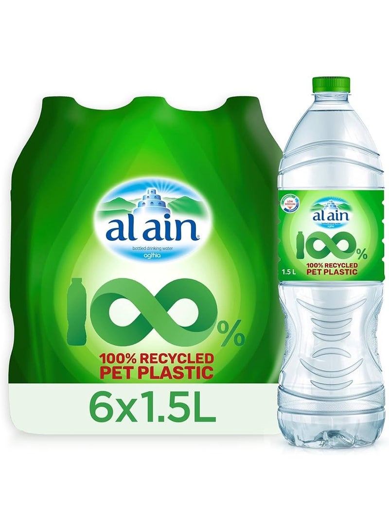 Al Ain Recycled PET Bottled Water – 6 Piece x 1.5L - Image 1
